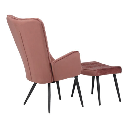 Πολυθρόνα με υποπόδιο Dorita pakoworld βελούδο σάπιο μήλο-πόδι μαύρο μέταλλο 68.5x76x103εκ (x1)