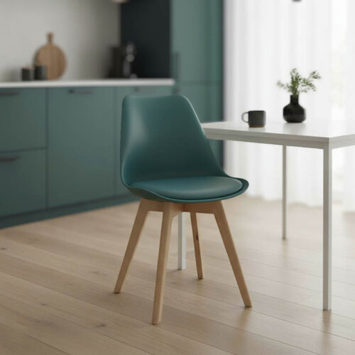 Καρέκλα Gaston pakoworld PP-PU μπλε απόχρωση- φυσικό πόδι 43x51x75εκ (x1)