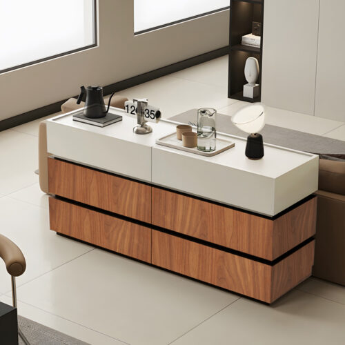 Συρταριέρα Sonlen pakoworld mdf σε καρυδί-μπεζ απόχρωση 120x40x72εκ (x1)