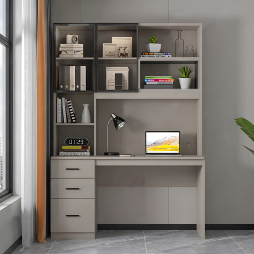 Γραφείο υπολογιστή με βιβλιοθήκη Citoro pakoworld mdf σε μπεζ απόχρωση 120x50x180εκ (x1)