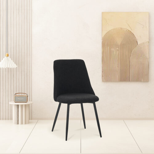 Καρέκλα Giselle pakoworld μπουκλέ ύφασμα σε μαύρη απόχρωση 49x53x82εκ (x4)