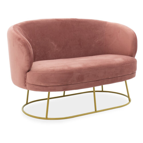 Καναπές 2θέσιος Rony pakoworld βελούδο σάπιο μήλο-χρυσό 132x82x83εκ (x1)