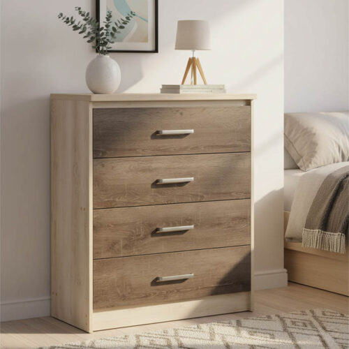 Συρταριέρα OLYMPUS pakoworld με 4 συρτάρια χρώμα castillo-toro 80x40x95εκ (x1)