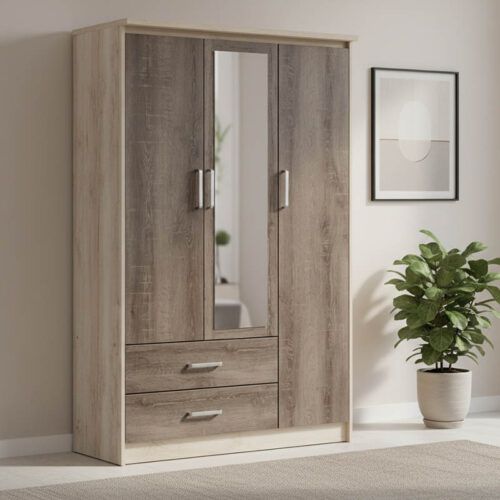 Ντουλάπα ρούχων τρίφυλλη OLYMPUS pakoworld χρώμα castillo-toro 120x57x183εκ (x1)