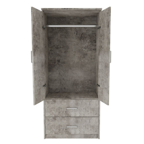 Ντουλάπα ρούχων δίφυλλη OLYMPUS pakoworld χρώμα antique ανθρακί 81x57x183εκ (x1)