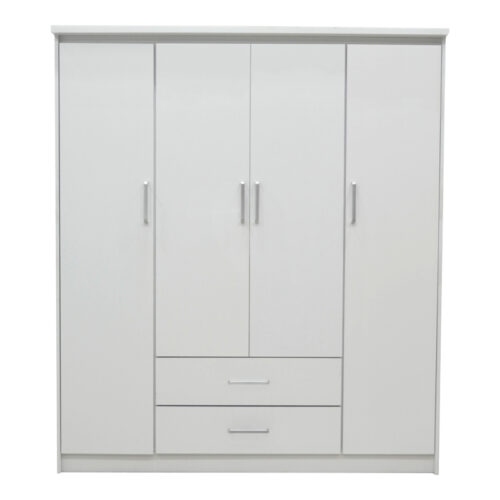 Ντουλάπα ρούχων τετράφυλλη Olympus pakoworld σε λευκή απόχρωση 159x57x183εκ (x1)