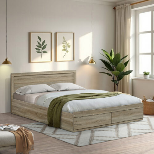 Κρεβάτι Olympus pakoworld με συρτάρι σε sonoma απόχρωση 160x200εκ (x1)