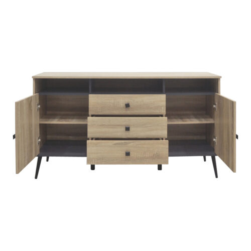 Μπουφές Zezan pakoworld σε sonoma-ανθρακί απόχρωση 140.5x41.5x80εκ (x1)