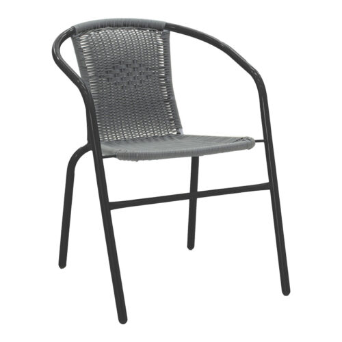 Τραπεζαρία Valor-Obbi pakoworld σετ 5τεμ μέταλλο μαύρο-γυαλί-pe γκρι 110x60x70εκ (x1)