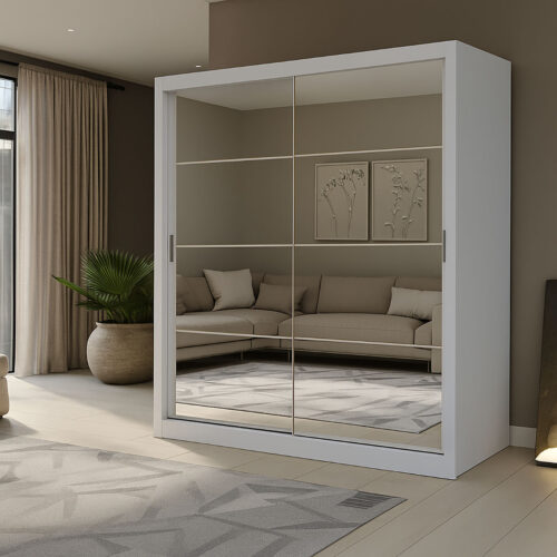 Ντουλάπα Reflex Λευκή με καθρέφτη 180x60x215cm