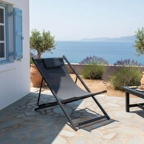 Σεζλόνγκ επαγγελματική Corte pakoworld αλουμίνιο-textilene ανθρακί (x1)