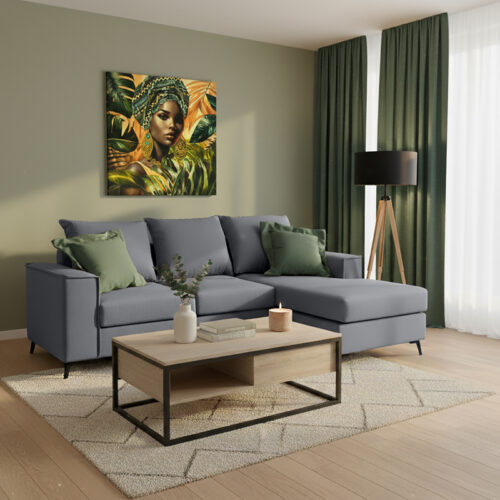 Γωνιακός καναπές Fabulous pakoworld αναστρέψιμος ύφασμα ανθρακί-κυπαρισσί 240x165x95εκ (x1)