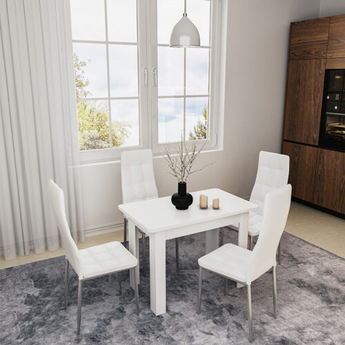 Τραπέζι Celeste pakoworld λευκό 100x60x73.5εκ (x1)