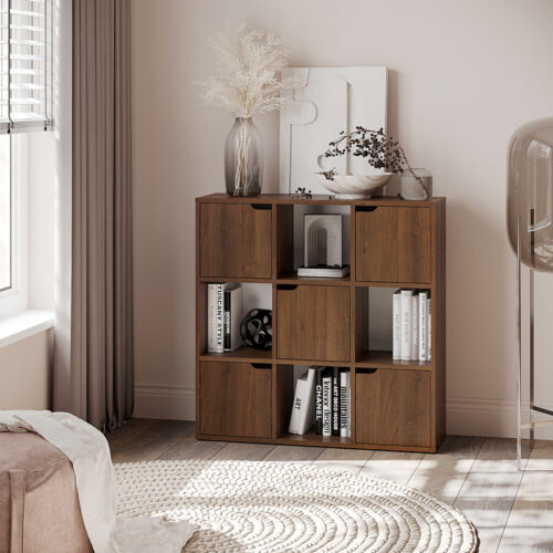 Βιβλιοθήκη Bookel pakoworld σε καρυδί απόχρωση 88.5x27.5x89.3εκ (x1)