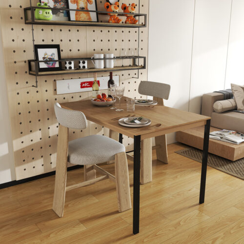 Τραπέζι Faragio pakoworld μέταλλο σε φυσική απόχρωση με μαύρα μεταλλικά πόδια 120x75x75εκ (x1)