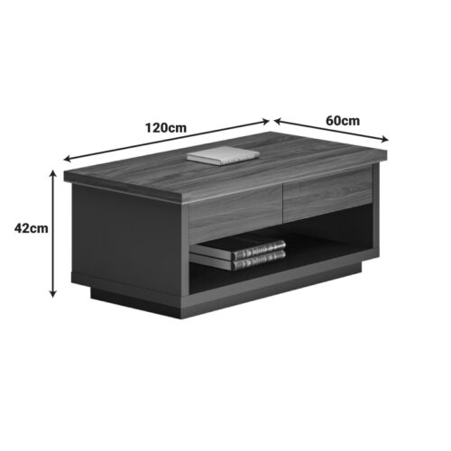 Τραπέζι γραφείου επαγγελματικό Oscar pakoworld σε καρυδί-ανθρακί απόχρωση 120x60x42εκ (x1)