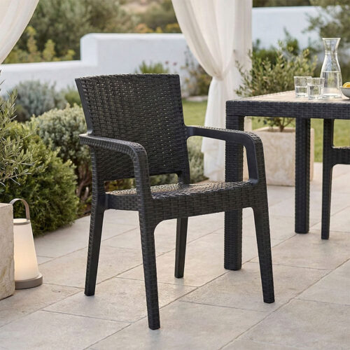 Πολυθρόνα Halcyon pakoworld PP ανθρακί (x1)