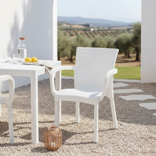 Πολυθρόνα Festive pakoworld PP λευκό (x1)