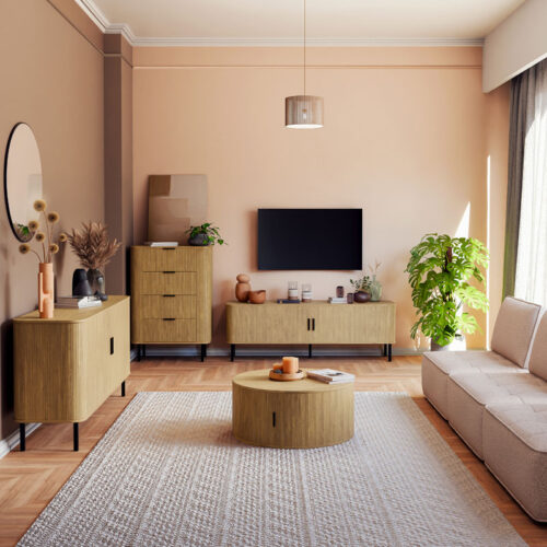 Τραπέζι σαλονιού Scandi pakoworld MDF σε φυσική απόχρωση Φ80x35.5εκ (x1)