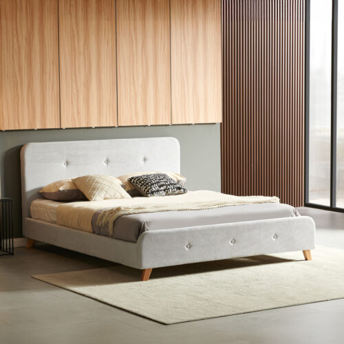 Κρεβάτι διπλό Restel pakoworld ύφασμα γκρι 160x200εκ (x1)