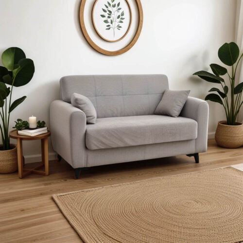 Καναπές-κρεβάτι με αποθηκευτικό χώρο διθέσιος Lincoln pakoworld γκρι-μπεζ ύφασμα 165x75x85εκ (x1)