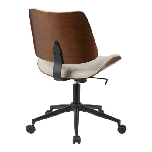 Καρέκλα γραφείου εργασίας Amani pakoworld  ξύλο σε καρυδί με μπεζ ύφασμα 52x54x90.5εκ (x1)