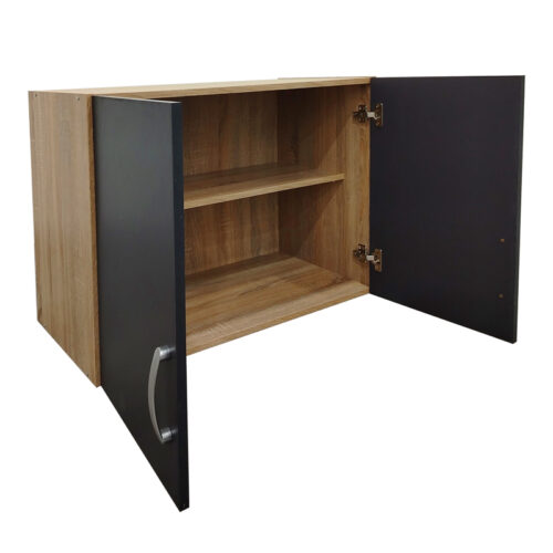 Πατάρι ντουλάπας δίφυλλο Athos pakoworld σε sonoma-ανθρακί απόχρωση 80x42x60εκ (x1)