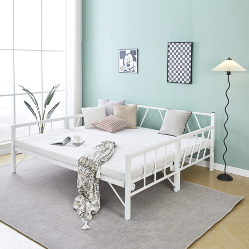 Κρεβάτι-Καναπές Remmie pakoworld μέταλλο λευκό 90x190εκ (x1)