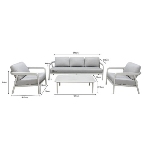 Σαλόνι εξωτερικού χώρου Marlena pakoworld μπεζ αλουμίνιο με ύφασμα σε απόχρωση ανοιχτό γκρι (x1)