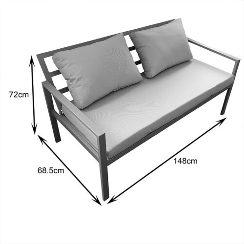 Σαλόνι Gardenly pakoworld σετ 4τμχ αλουμίνιο σε απόχρωση cappuccino με μπεζ μαξιλάρια (x1)