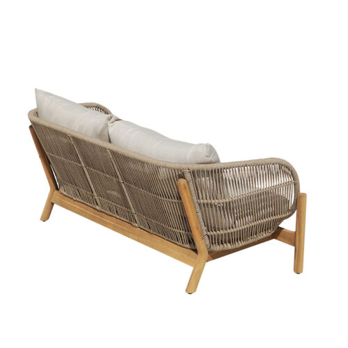 Καναπές 2θέσιος Verilan pakoworld μασίφ ξύλο ακακίας-ύφασμα σε φυσική-μπεζ απόχρωση 163x77x70εκ (x1)