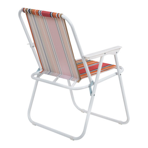 Καρεκλάκι παραλίας-camping Jette pakoworld ροζ ριγέ-λευκό μέταλλο 53x56x73εκ (x1)