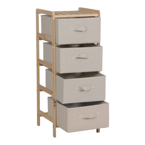 Συρταριέρα Wolen pakoworld ξύλο ελάτου-ύφασμα σε φυσική-μπεζ απόχρωση 34.5x36.5x86εκ (x1)