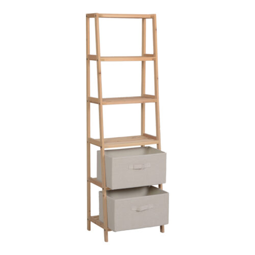 Ραφιέρα δαπέδου με συρτάρια Wolen pakoworld ξύλο ελάτου-ύφασμα σε φυσική-μπεζ απόχρωση 42x27.5x139εκ (x1)