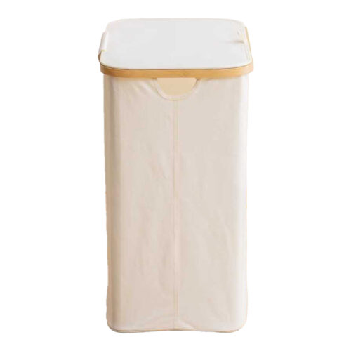 Καλάθι απλύτων Lodge pakoworld μπαμπού-ύφασμα σε μπεζ απόχρωση 54x33x60εκ (x1)