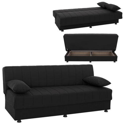 ΚΑΝΑΠΕΣ ΚΡΕΒΑΤΙ ANDRI ΤΡΙΘΕΣΙΟΣ ΜΑΥΡΟΣ HM3239.01 180x72x77 εκ. (x1)