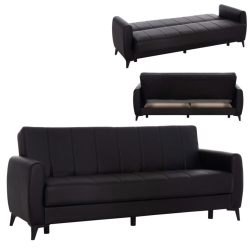 ΚΑΝΑΠΕΣ ΚΡΕΒΑΤΙ ΜΕ ΑΠΟΘ.ΧΩΡΟ TΡΙΘΕΣΙΟΣ NIKKO HM3292.11 ΜΑΥΡΟ PU 207x80x82Υεκ. (x1)