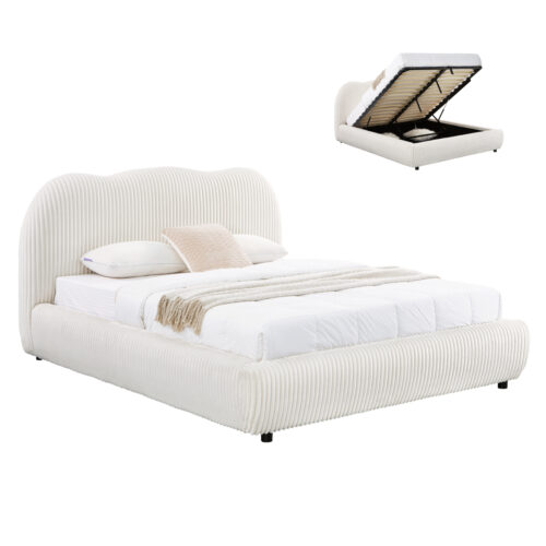 ΚΡΕΒΑΤΙ ΜΕ ΑΠΟΘ.ΧΩΡΟ KALLY HM729.03 ΜΠΕΖ FAUX FUR ΥΦΑΣΜΑ--ΓΙΑ ΣΤΡΩΜΑ 160x200εκ (x1)