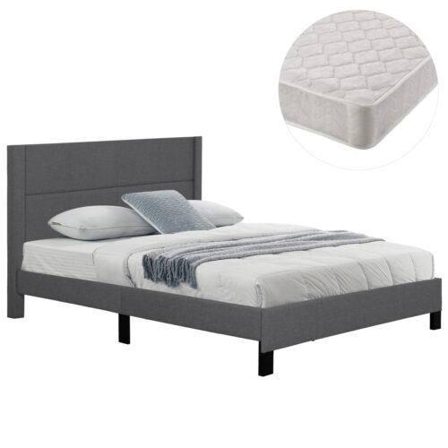 ΚΡΕΒΑΤΙ ΔΙΠΛΟ & ΣΤΡΩΜΑ TRILLOP HM21202.12 ΓΚΡΙ ΥΦΑΣΜΑ--ΓΙΑ 160x200εκ (x1)