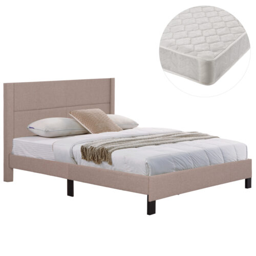 ΚΡΕΒΑΤΙ ΔΙΠΛΟ & ΣΤΡΩΜΑ TRILLOP HM21202.15 ΜΠΕΖ ΥΦΑΣΜΑ--ΓΙΑ 160x200εκ (x1)