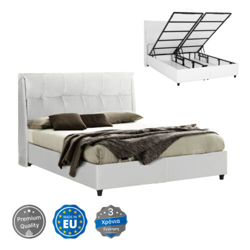 ΚΡEΒΑΤΙ ΜΕ ΑΠΟΘΗΚΕΥΤΙΚΟ ΧΩΡΟ DREAMLET HM716.03 ΛΕΥΚΟ TEDDY ΥΦΑΣΜΑ- ΓΙΑ ΣΤΡΩΜΑ 160x200εκ. (x1)