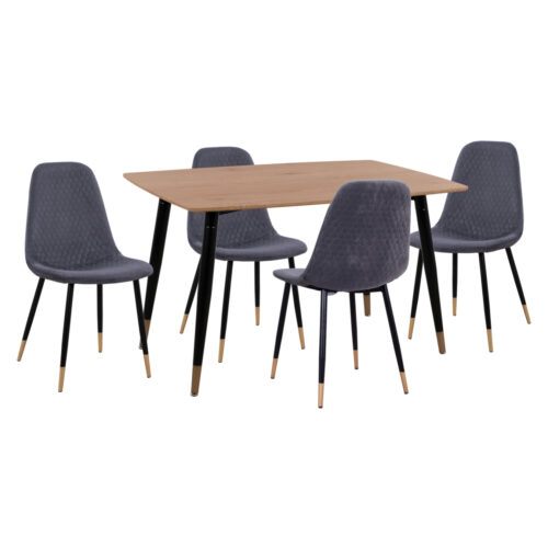 ΣΕΤ ΤΡΑΠΕΖΑΡΙΑΣ 5ΤΜΧ ALIZA HM11196.01 MDF TOP-ΒΕΛΟΥΔΟ ΓΚΡΙ & ΜΕΤΑΛΛΟ ΜΑΥΡΟ (x1)