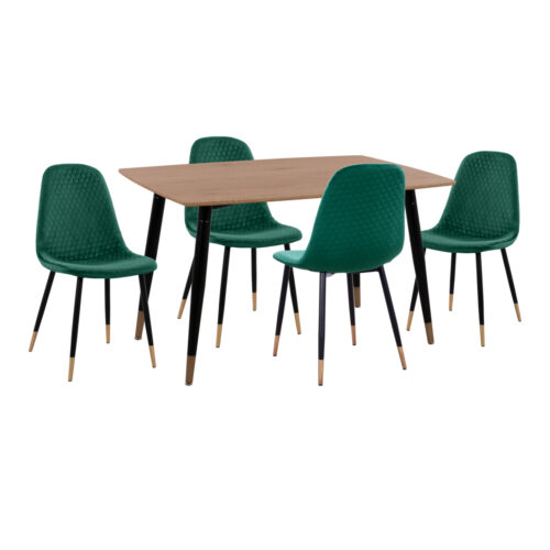 ΣΕΤ ΤΡΑΠΕΖΑΡΙΑΣ 5ΤΜΧ ALIZA HM11196.03 MDF TOP-ΒΕΛΟΥΔΟ ΚΥΠΑΡΙΣΣΙ & ΜΕΤΑΛΛΟ ΜΑΥΡΟ (x1)