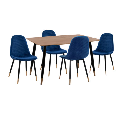 ΣΕΤ ΤΡΑΠΕΖΑΡΙΑΣ 5ΤΜΧ ALIZA HM11196.08 MDF TOP-ΒΕΛΟΥΔΟ ΜΠΛΕ & ΜΕΤΑΛΛΟ ΜΑΥΡΟ (x1)