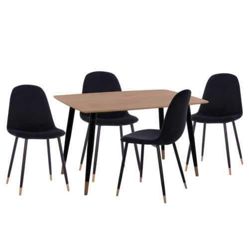 ΣΕΤ ΤΡΑΠΕΖΑΡΙΑΣ 5ΤΜΧ ALIZA HM11196.09 MDF TOP-ΒΕΛΟΥΔΟ & ΜΕΤΑΛΛΟ ΣΕ ΜΑΥΡΟ (x1)