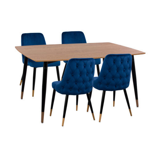 ΣΕΤ ΤΡΑΠΕΖΑΡΙΑΣ 5ΤΜΧ JOLIE HM11198.08 MDF TOP-ΒΕΛΟΥΔΟ ΜΠΛΕ & ΜΕΤΑΛΛΟ ΜΑΥΡΟ (x1)