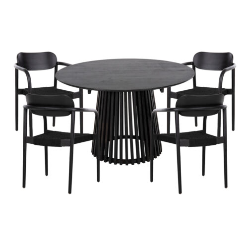 ΣΕΤ ΤΡΑΠΕΖΑΡΙΑΣ 5ΤΜΧ OSLO HM21075.01 ΣΤΡΟΓΓΥΛΟ ΤΡΑΠΕΖΙ Φ120εκ. & 4 ΚΑΡΕΚΛΕΣ-ΜΑΥΡΟ (x1)