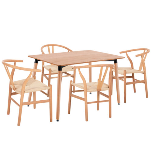 ΣΕΤ ΤΡΑΠΕΖΑΡΙΑΣ 5ΤΜΧ BRAVE HM21182 MDF TOP-ΞΥΛΟ ΟΞΙΑΣ & PAPER ROPE ΣΕ ΦΥΣΙΚΟ (x1)