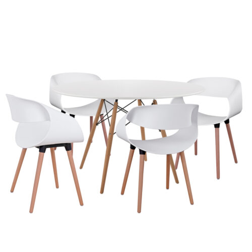 ΣΕΤ ΤΡΑΠΕΖΑΡΙΑΣ 5ΤΜΧ MAGGIE HM21186 MDF TOP & ΠΟΛΥΠΡΟΠΥΛΕΝΙΟ ΣΕ ΛΕΥΚΟ ΧΡΩΜΑ (x1)