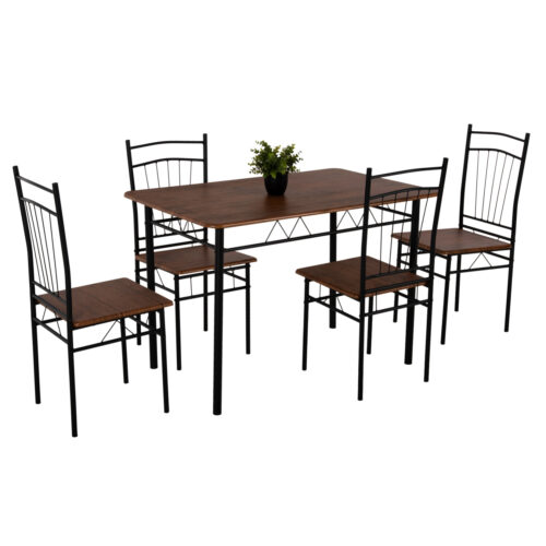 ΣΕΤ ΤΡΑΠΕΖΑΡΙΑΣ 5ΤΜΧ PEARY HM9416.11 ΜΕΤΑΛΛΟ ΜΑΥΡΟ-MDF ΚΑΡΥΔΙ 110x60x74Yεκ. (x1)